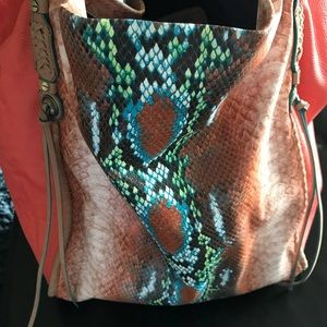 Rachel Roy orange python shoulder bag